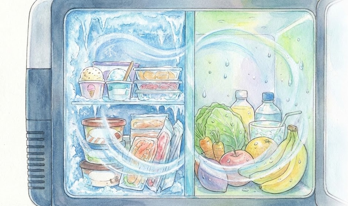 庫内を左右に分けて2室独立制御で冷凍冷蔵を同時に行う