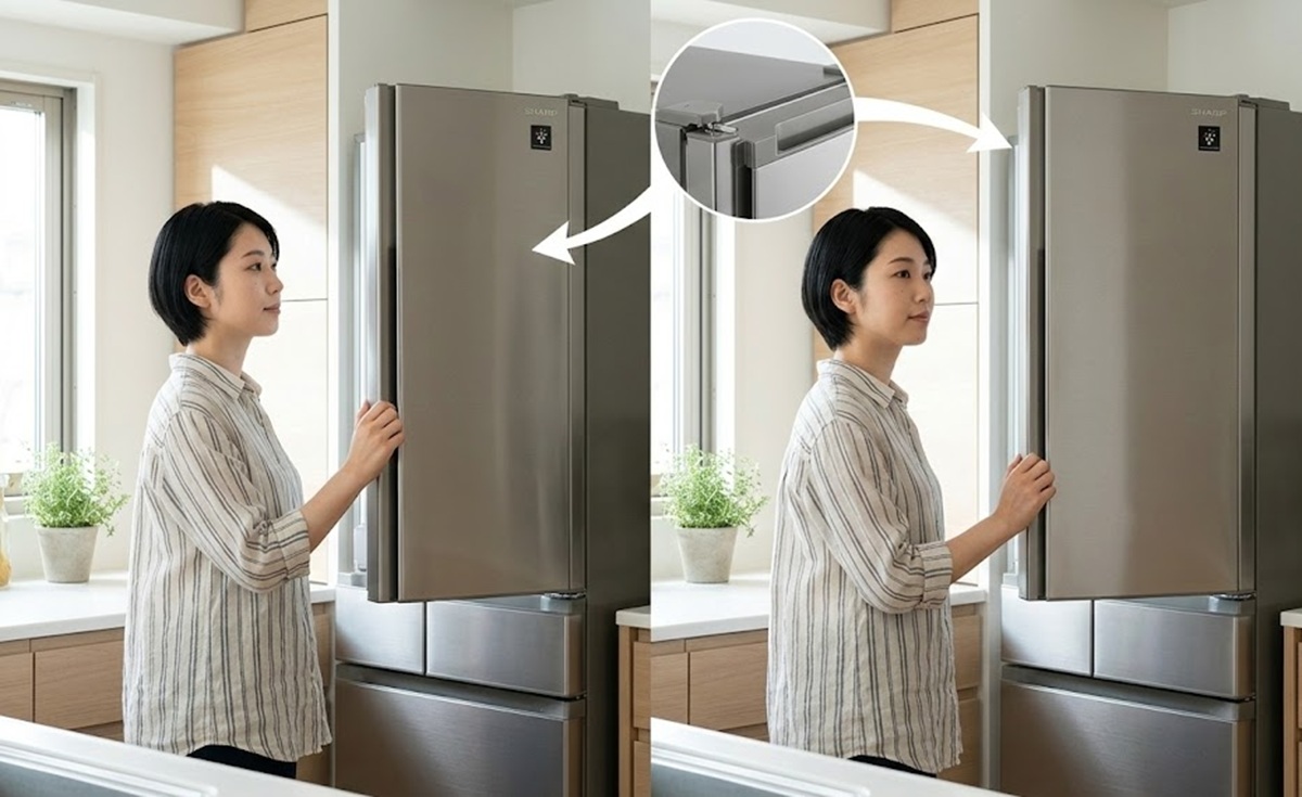 シャープが展開する冷蔵庫独自の左右付け替え・両開き設計